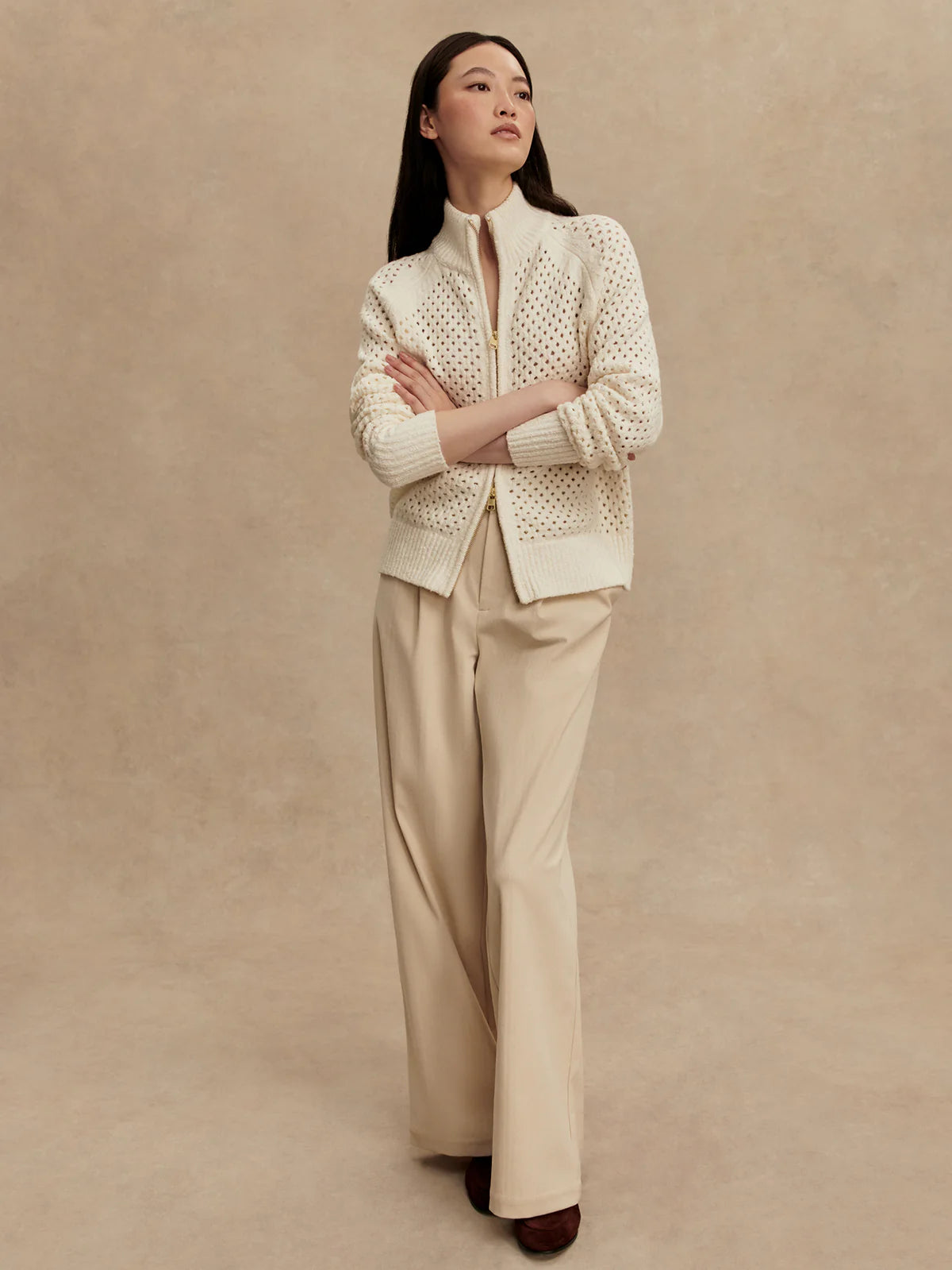 Varley Mandy Boucle Knit Jacket - Coconut Milk
