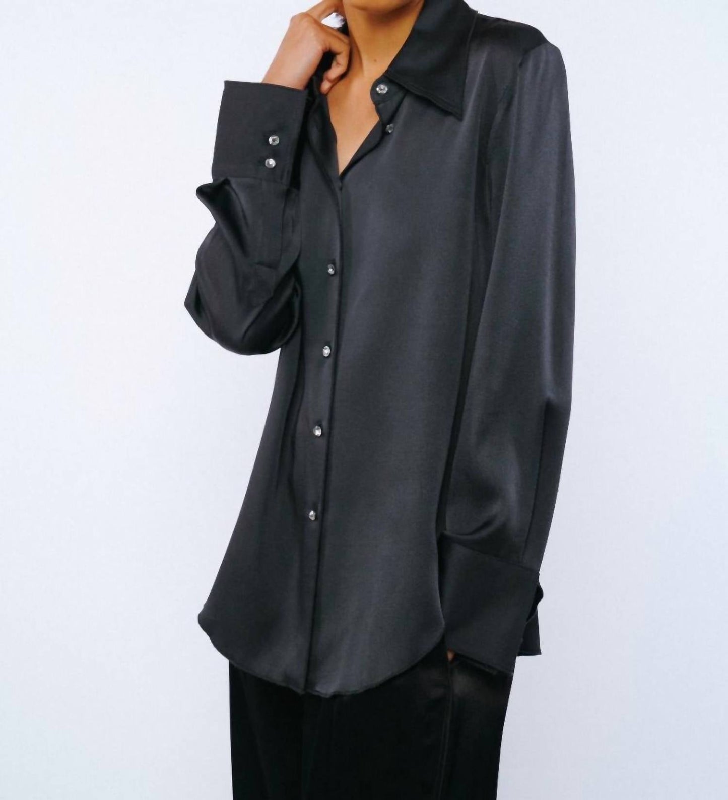 Ciebon Sabrina Jewel Button Down Blouse-Black