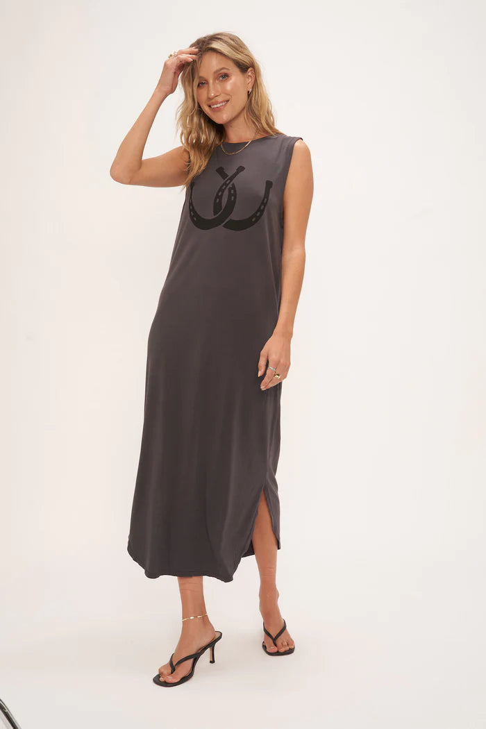 Project Social Double Horseshoe Tank Dress-Charcoal