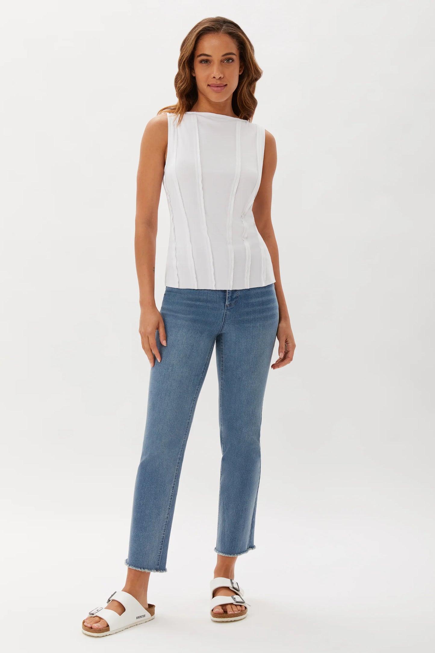 Ecru Style Exposed Seam Knit Shell - White