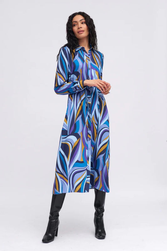 Tinta & Bariloche Zeline L/S Maxi Dress-Azul Medio
