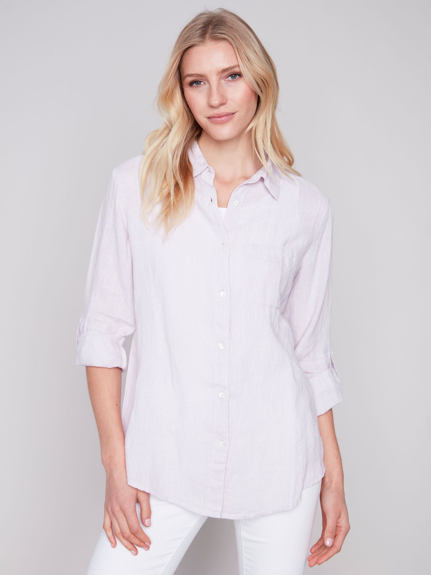 Charlie B Linen Shirt-Lavender