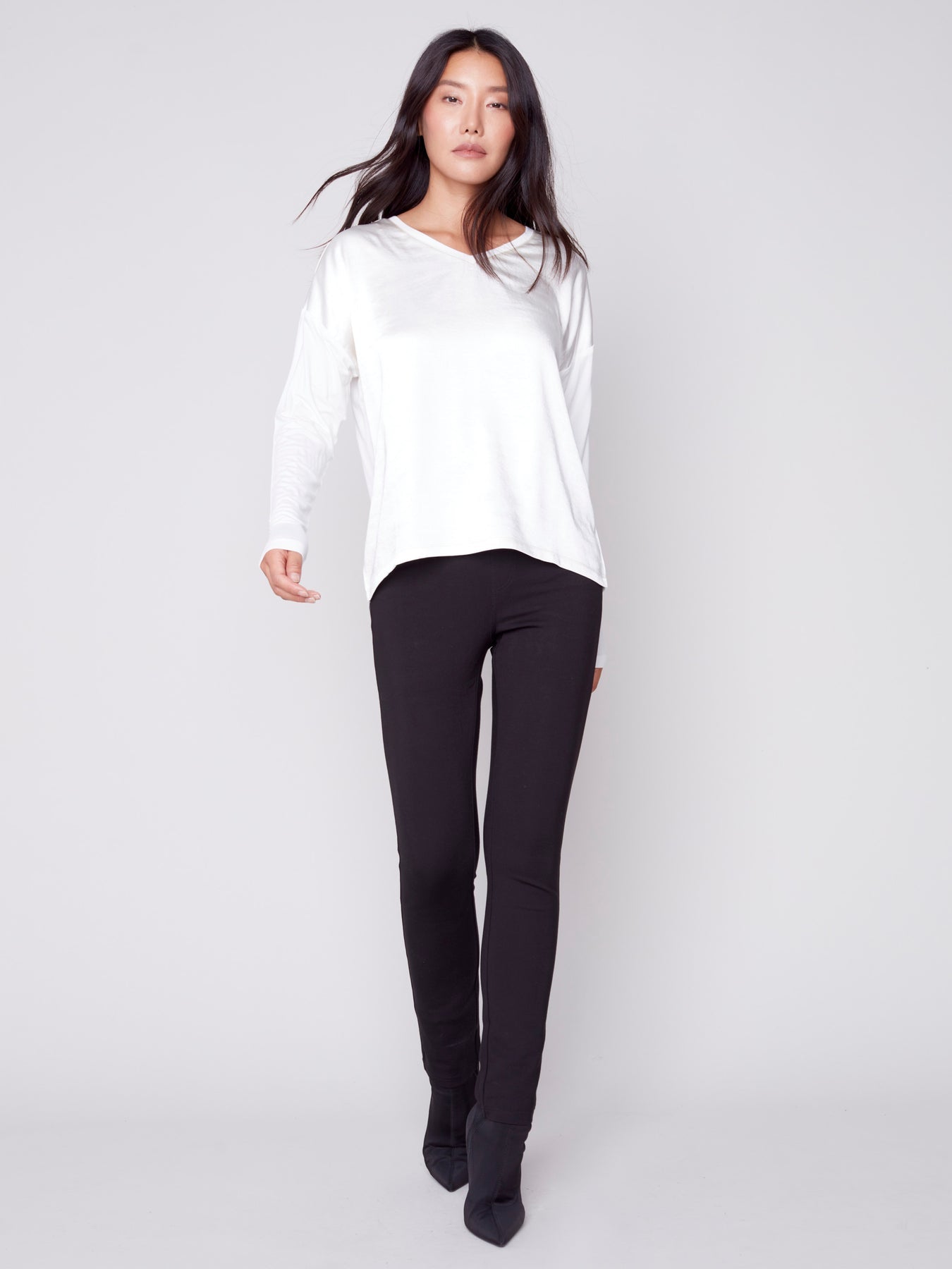 Charlie B Satin and Jersey Knit Top
