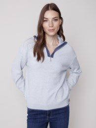 Charlie B Half Zip Funnel Neck Sweater