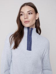 Charlie B Half Zip Funnel Neck Sweater