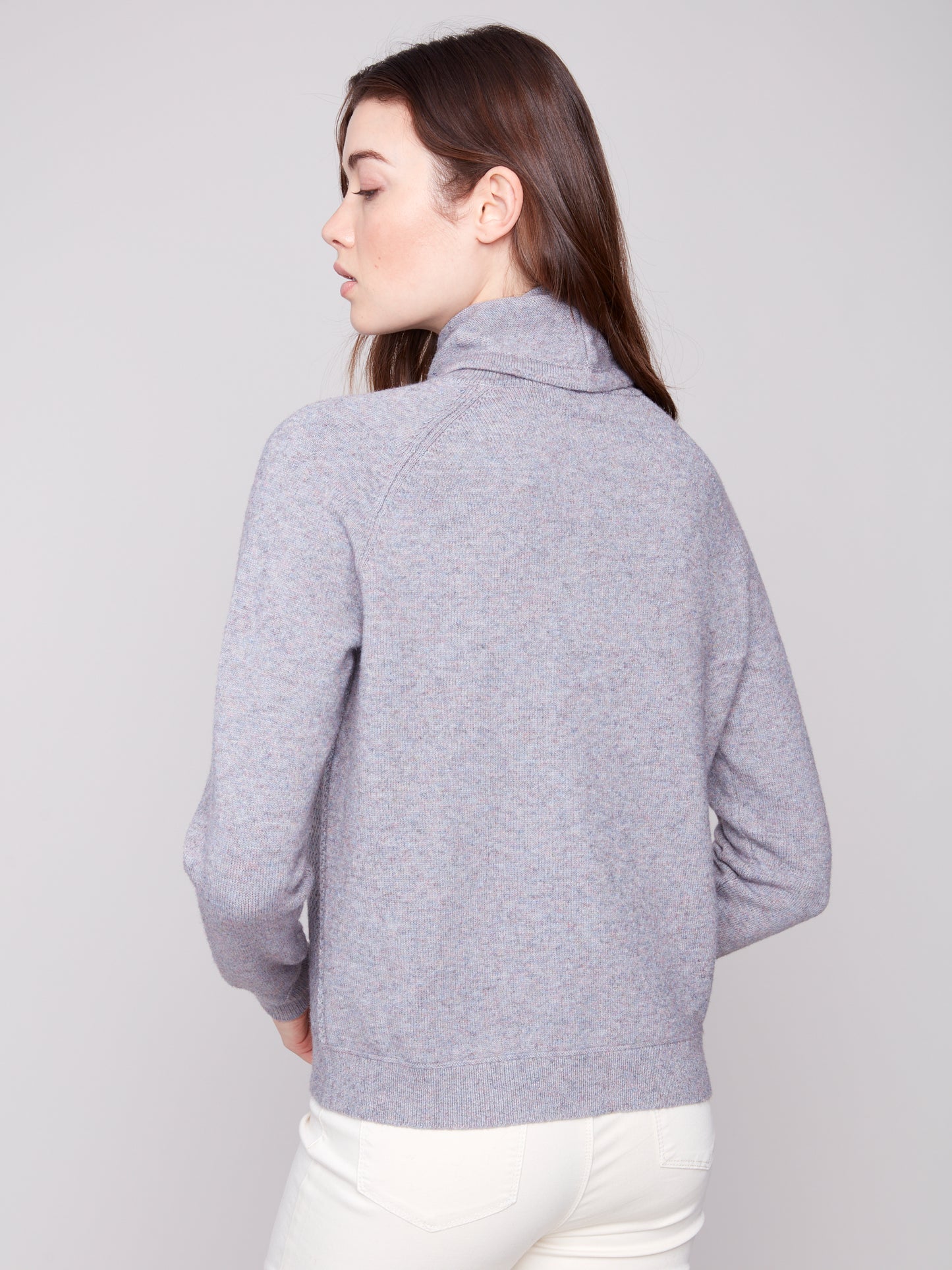 Charlie B Textured Cowl Neck Sweater - Heather Grey