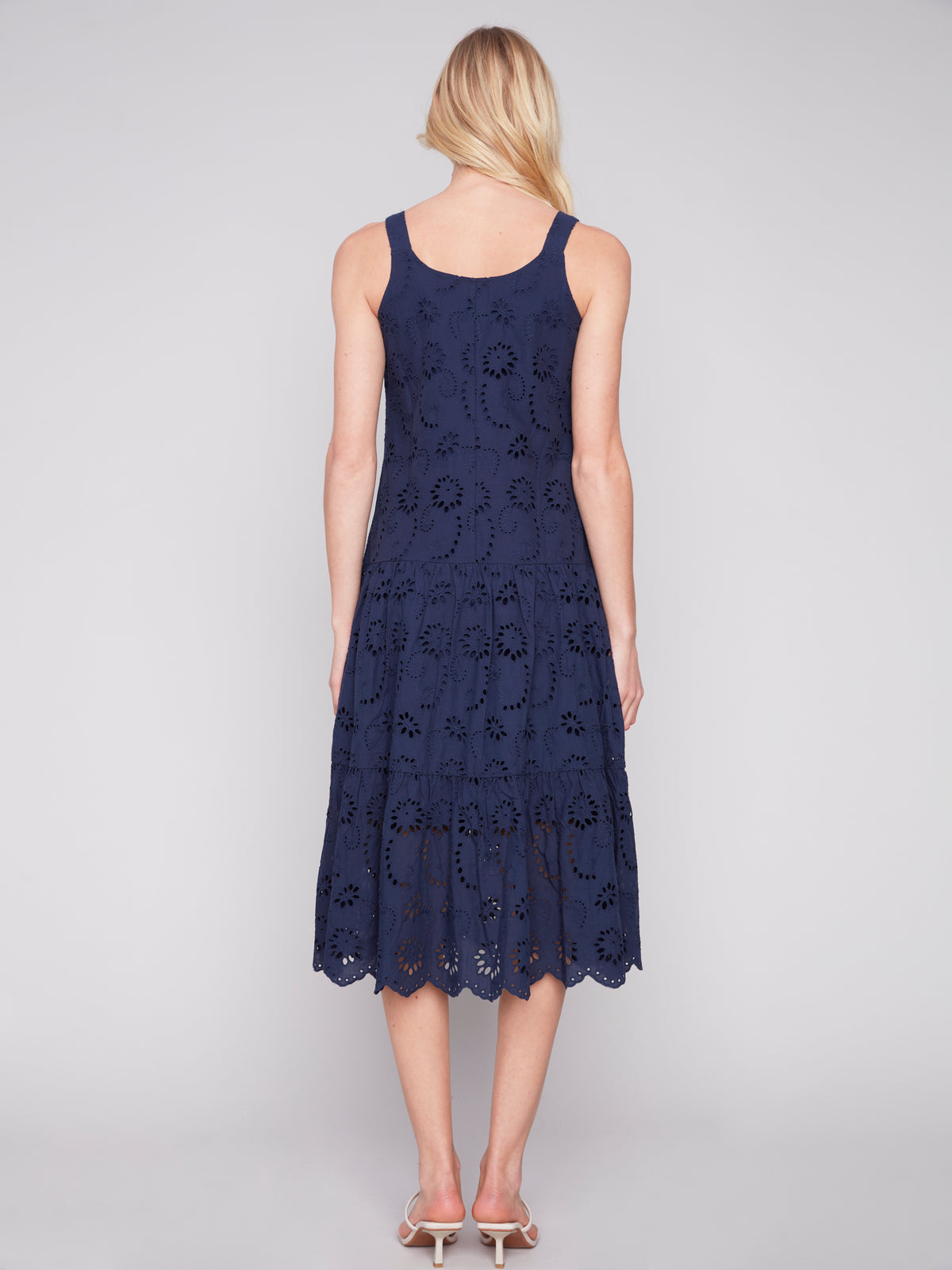 Charlie B Eyelet Midi Dress - Navy