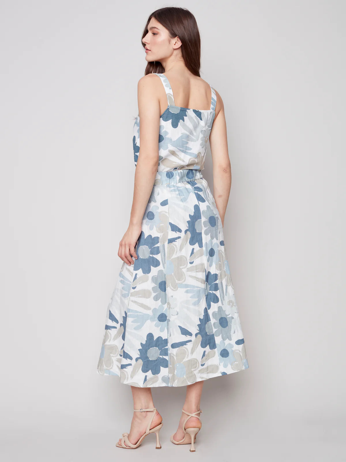 Charlie B Flower Power Linen Skirt-Basil