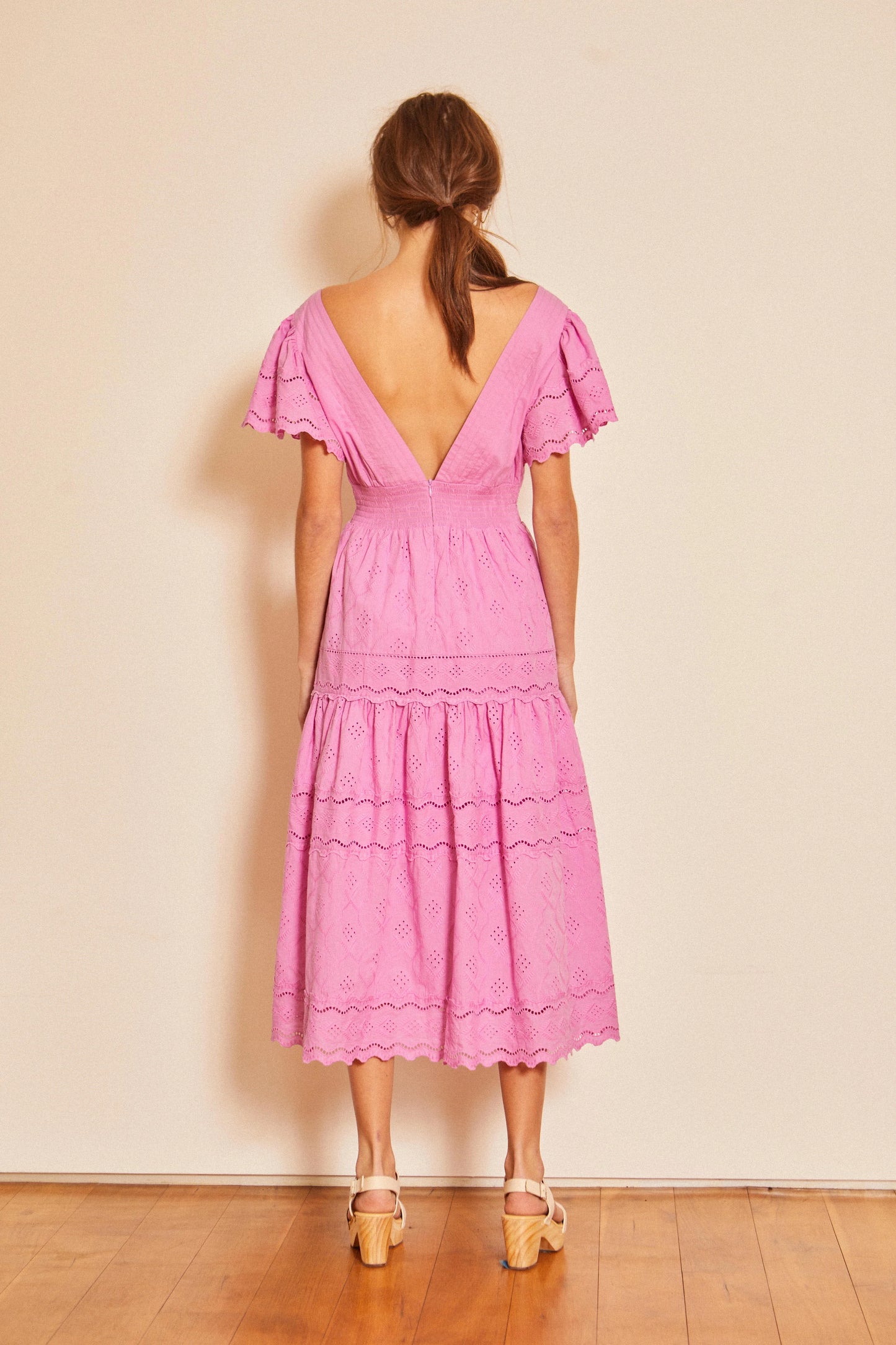 Caballero Collection Susanna Eyelet Maxi Dress-Pink