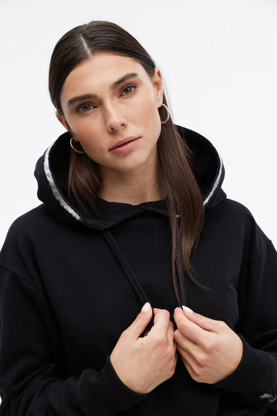 CHRLDR Molly Metallic Tipped - Crop Pullover Hoodie