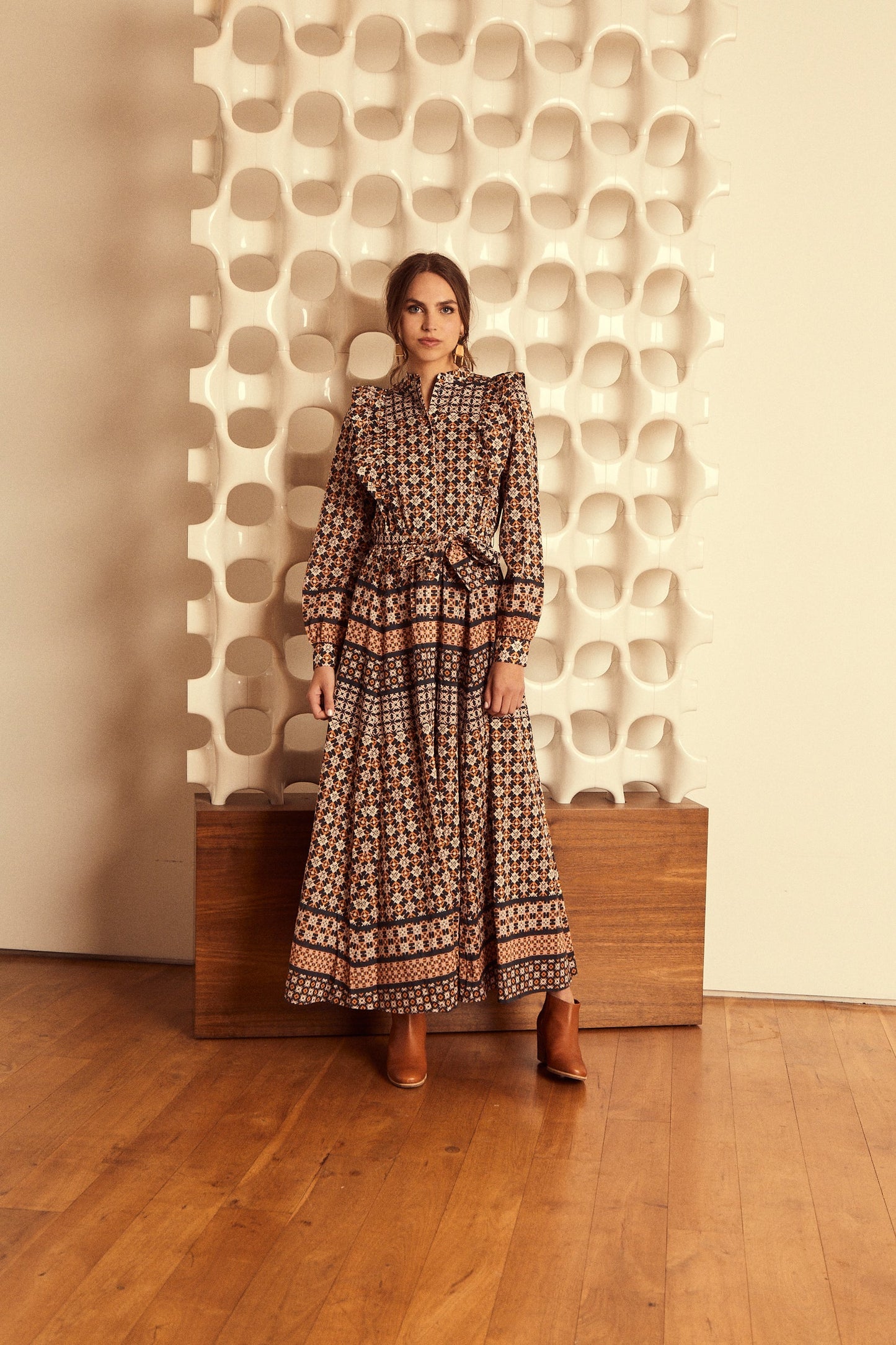 Caballero Collection Faye Autumn Tile Dress-Autumn Tile