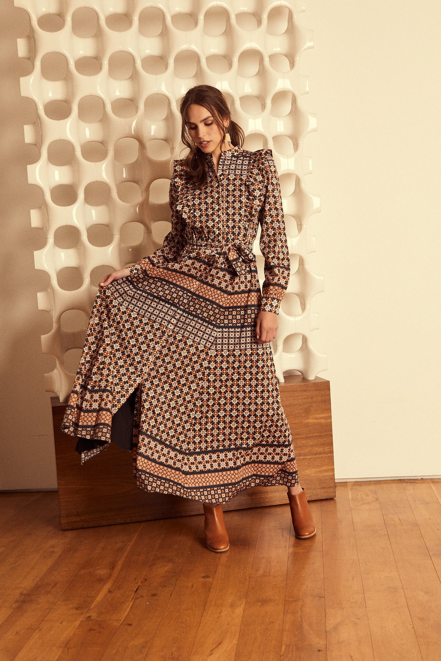 Caballero Collection Faye Autumn Tile Dress-Autumn Tile