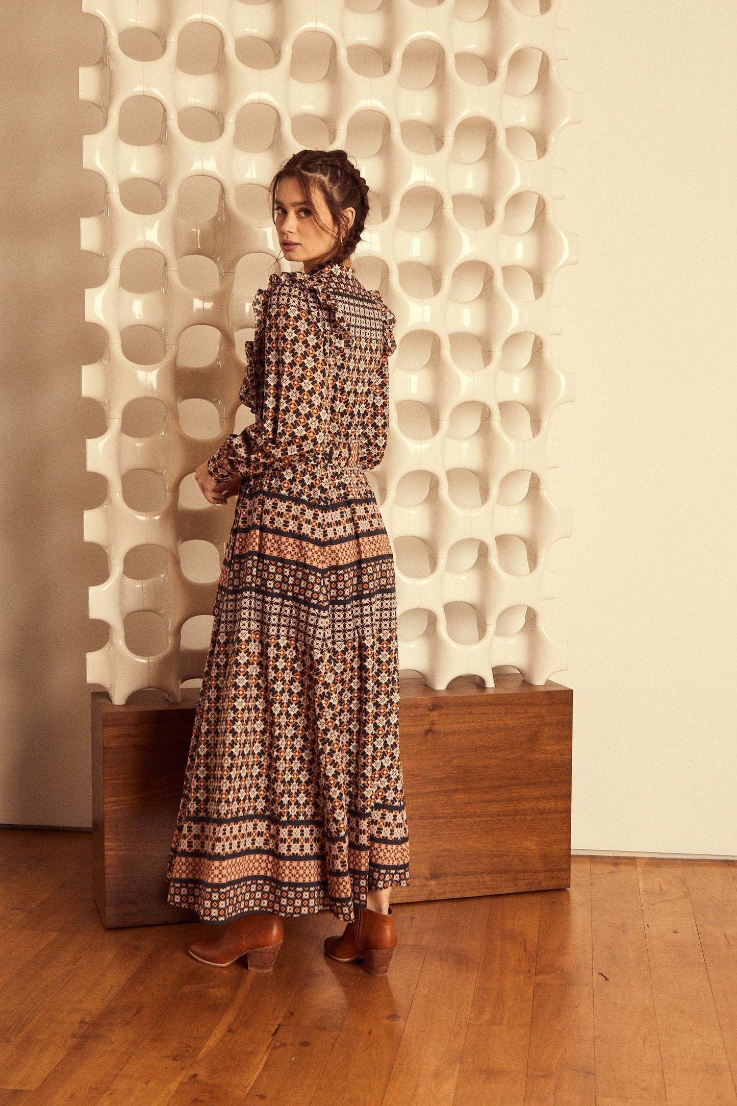 Caballero Collection Faye Autumn Tile Dress-Autumn Tile
