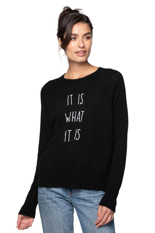 Golden Sun It Is What It Is Cashmere Crewneck-Black