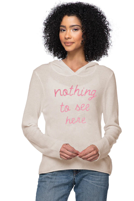 Golden Sun Bon Voyage Nothing to see here Cashmere Hoodie-Oatmeal/Flamingo