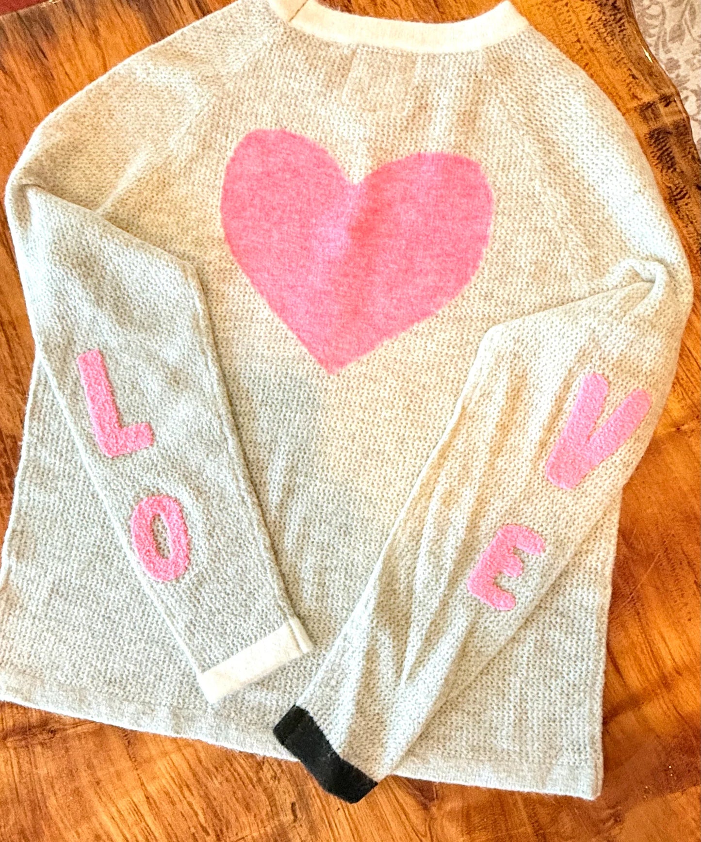 Just Madison Pink Heart /Love Sweater Grey