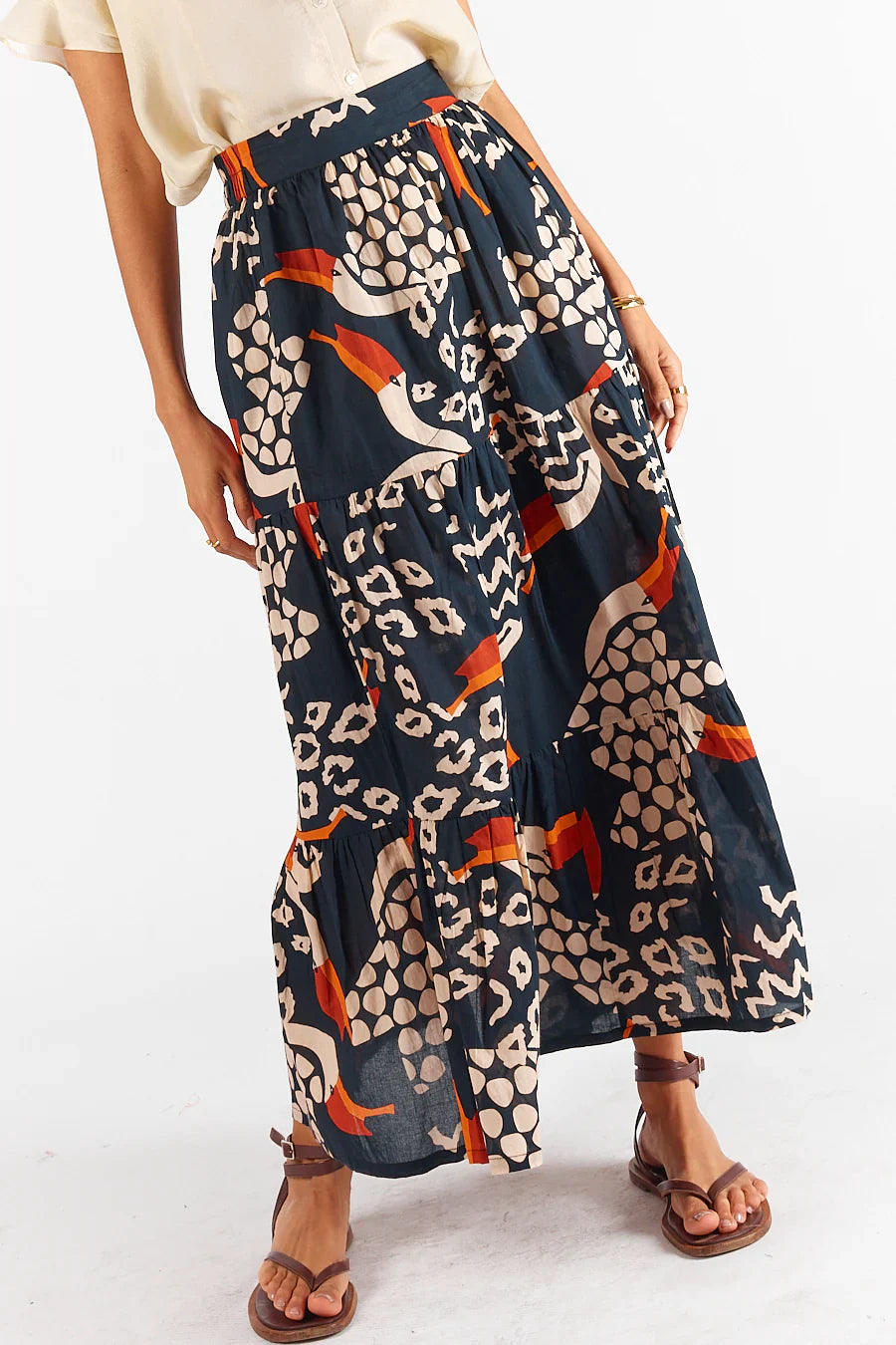 Rubyyaya Toucan Maxi Skirt Multi