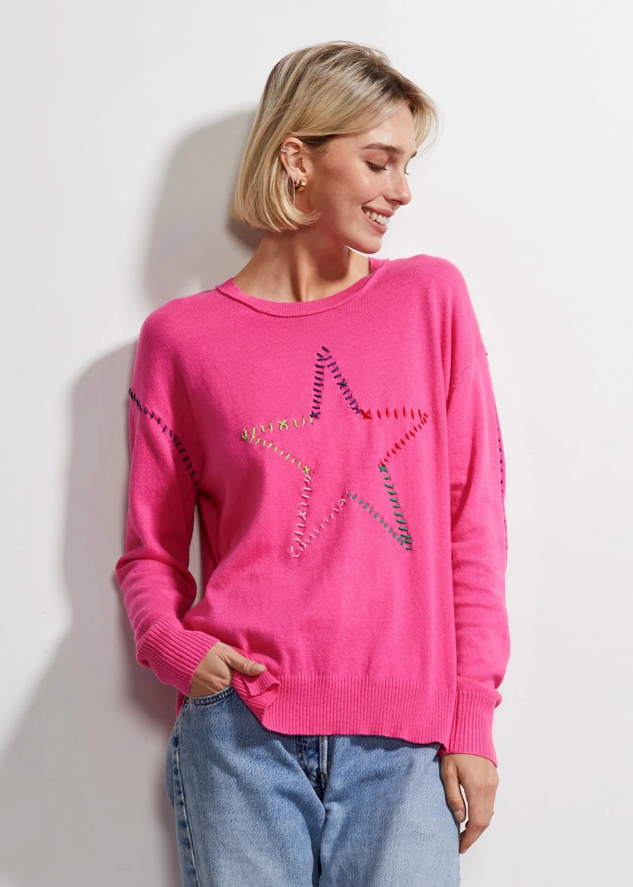 Zaket & Plover Super Star Sweater Pink 6346 – Zest Zaket & Plover Super Star Sweater Pink 6346 – Zest