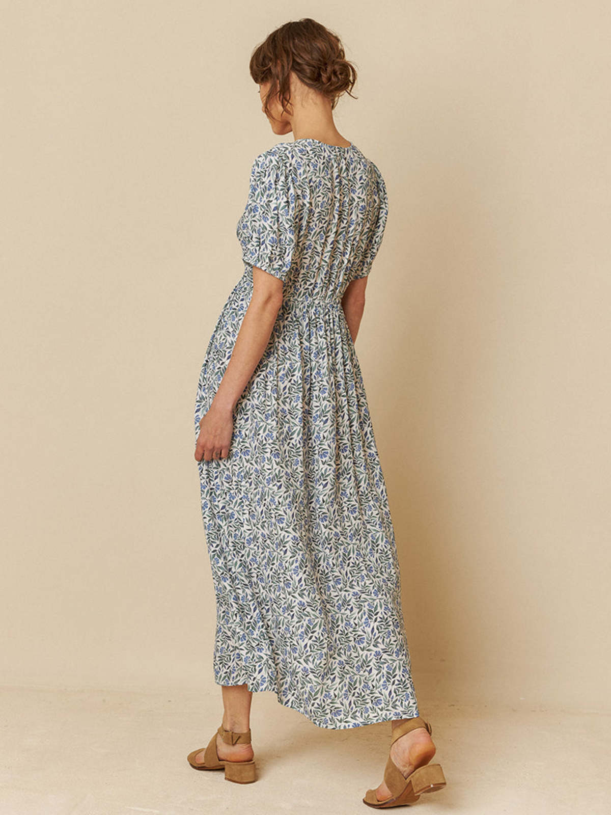 Indi & Cold Leaf Print Dress - Indigo