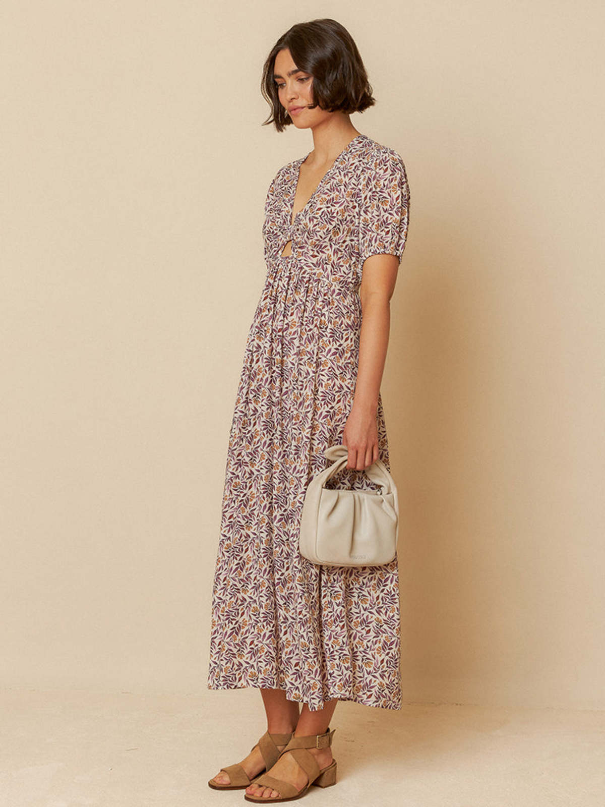 Indi & Cold Leaf Print Dress - Violeta