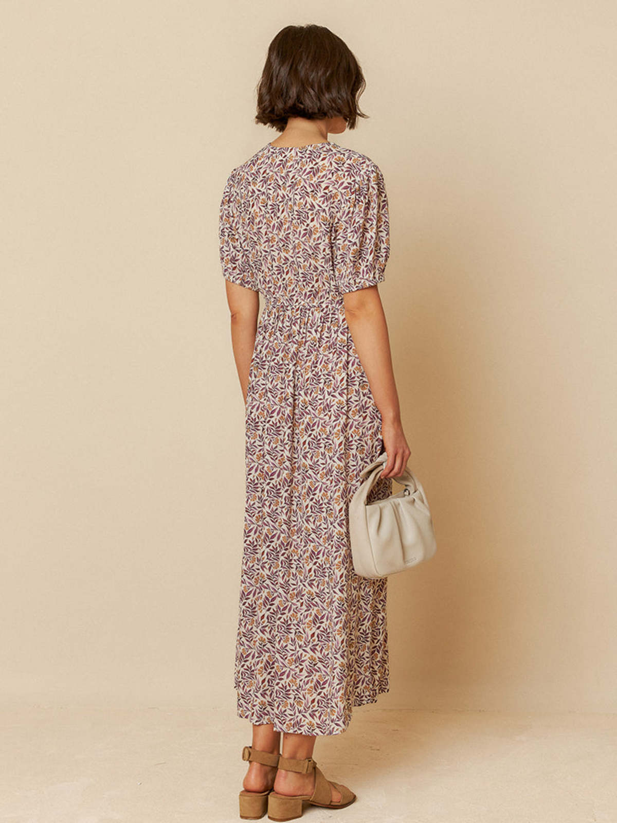 Indi & Cold Leaf Print Dress - Violeta