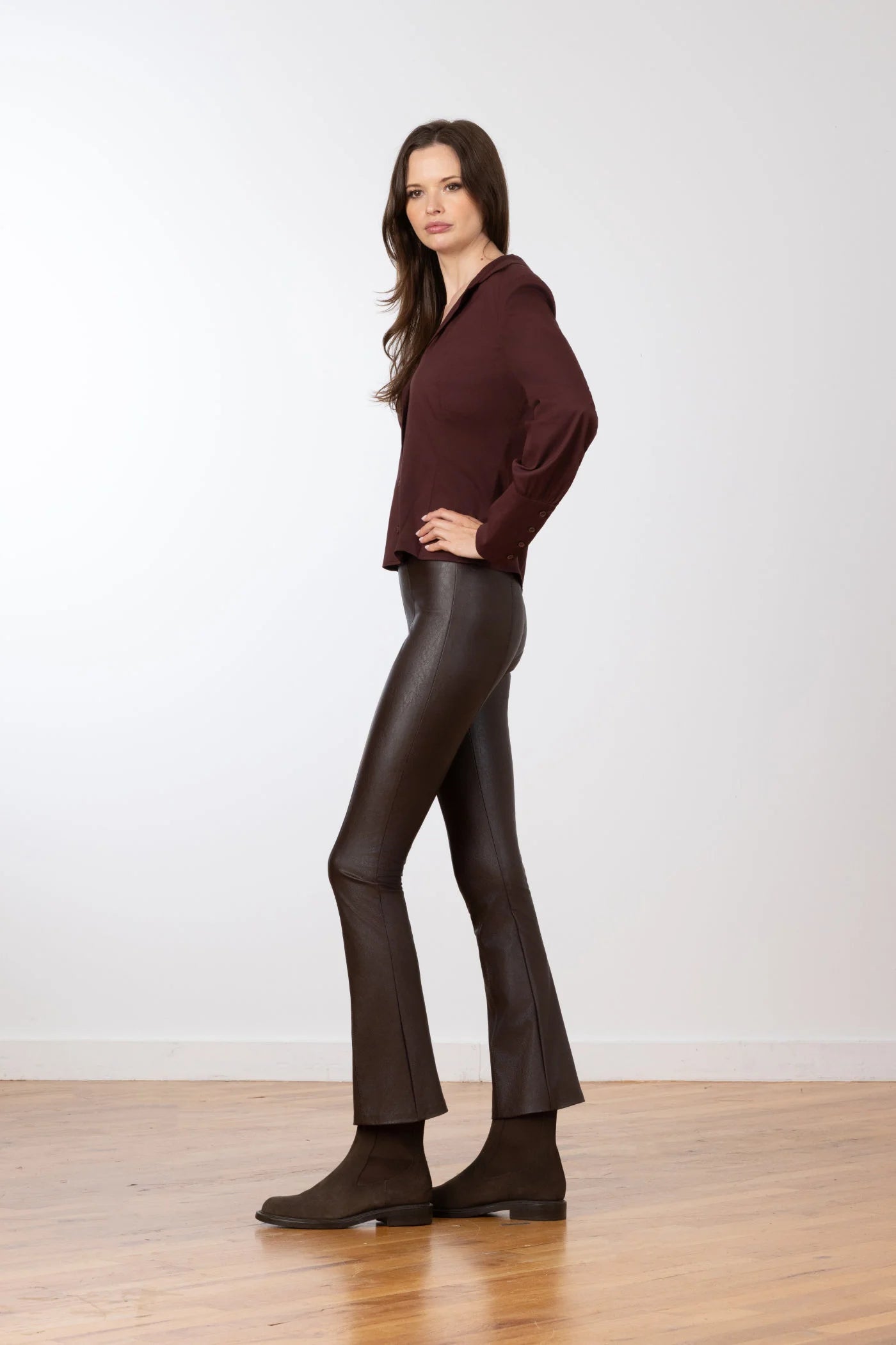 Avenue Montaigne Jetset Pant - Pleather Brown