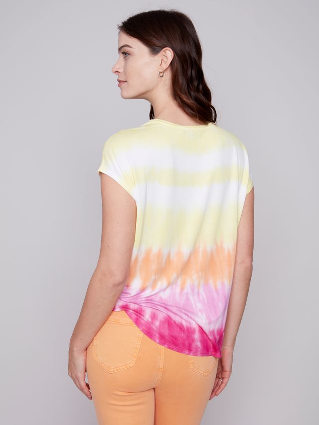 Charlie B Tie Dye Dolman Top -Sunset