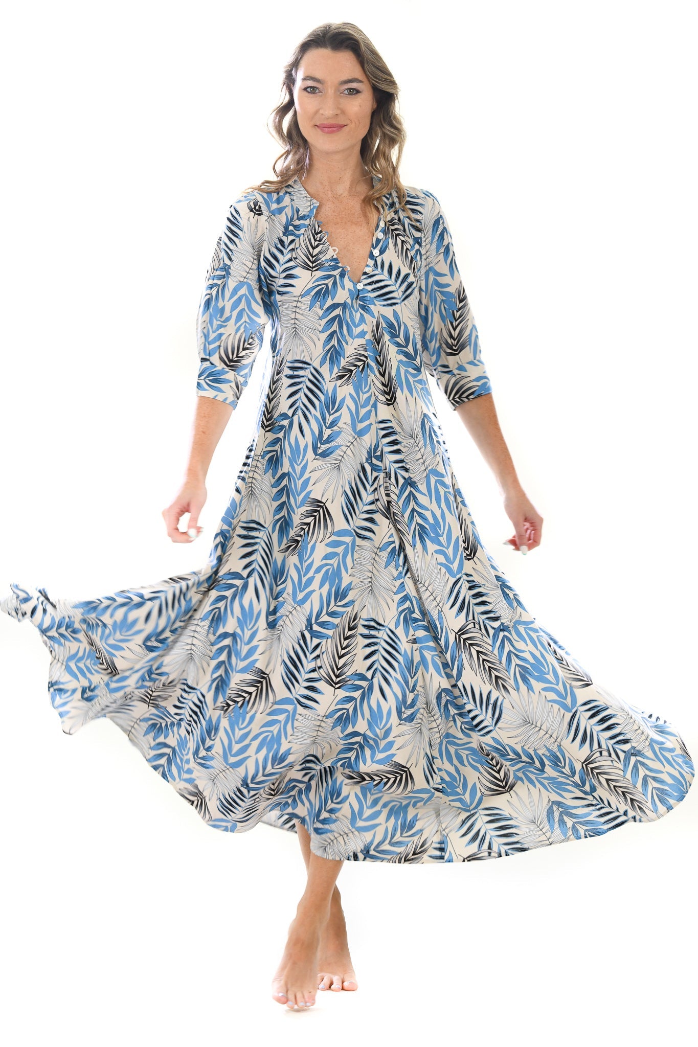 Walker & Wade Daphne Maxi Dress-Blue Fern