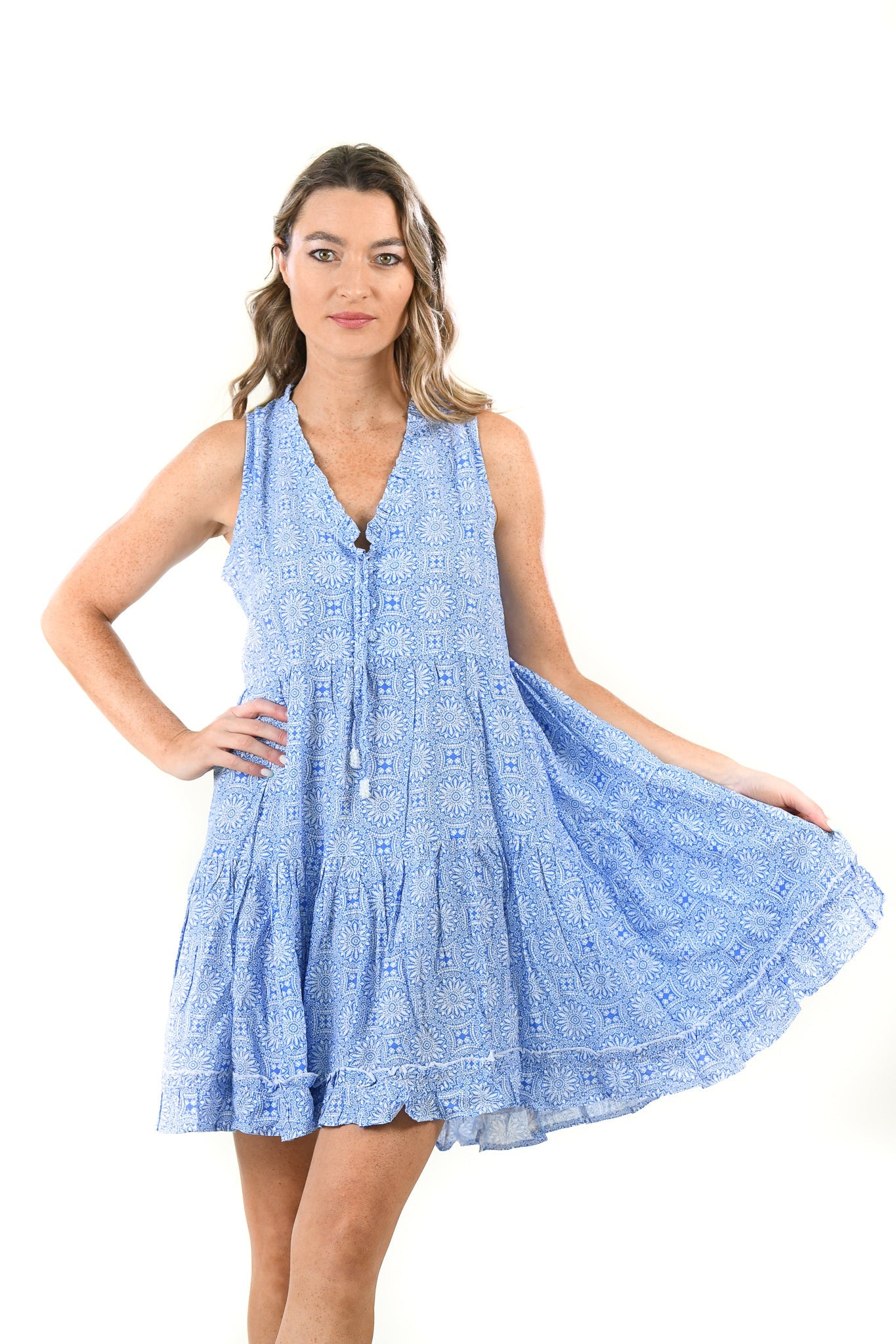 Walker & Wade Kaia Dress Periwinkle Medallion