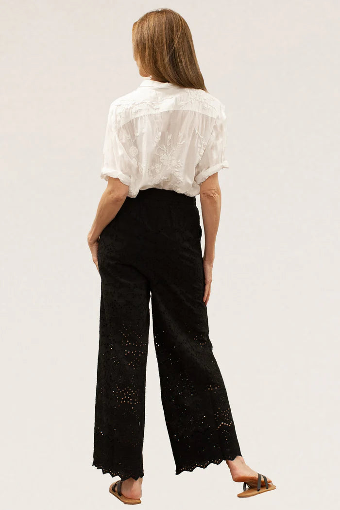 Caite & Kyla Seo Joya Eyelet Pant-Black