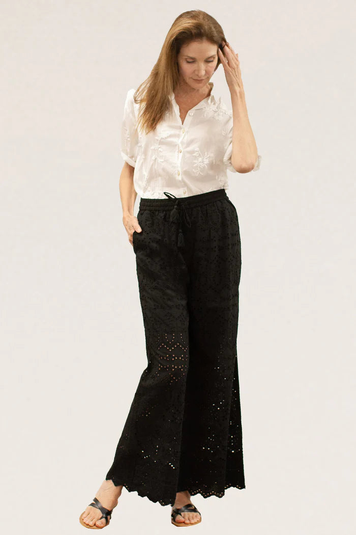 Caite & Kyla Seo Joya Eyelet Pant-Black