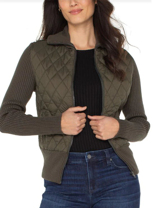Liverpool Zip Front Sweater Jacket - Forest Night
