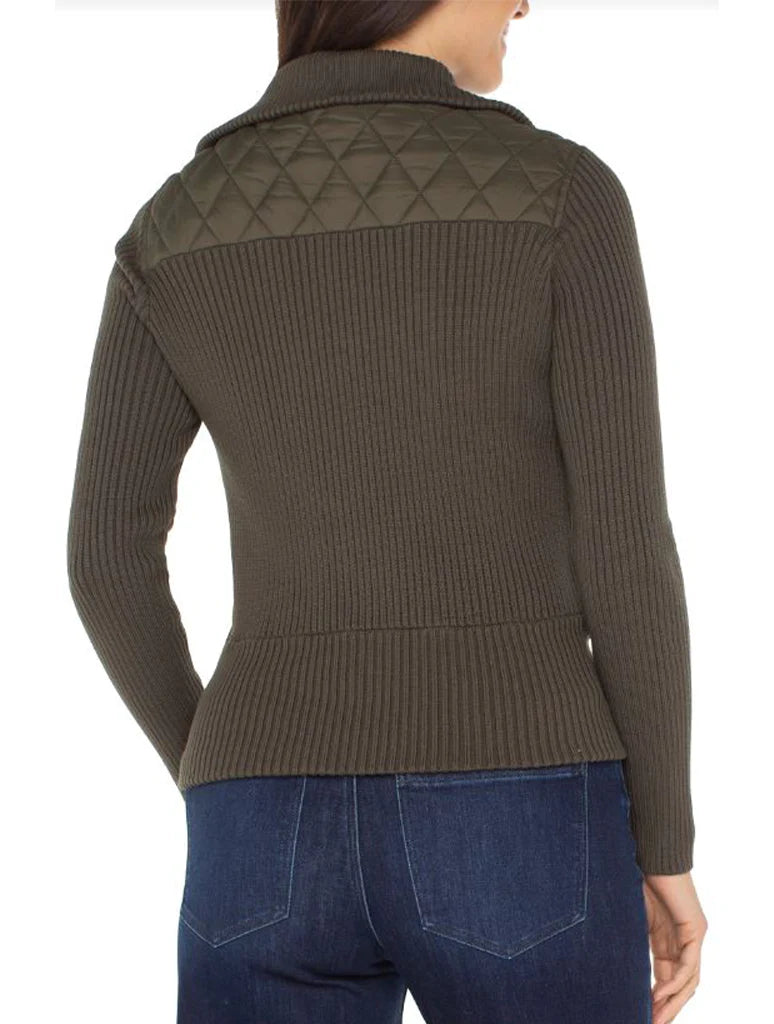 Liverpool Zip Front Sweater Jacket - Forest Night