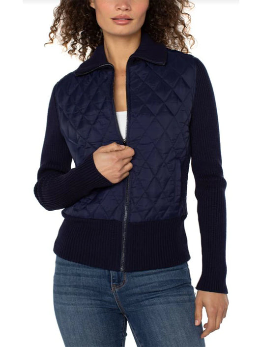 Liverpool Zip Front Sweater Jacket - Navy