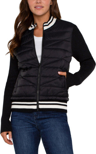 Liverpool Quilted Ringer Jacket - Black