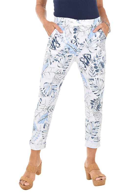 Look Mode Tropical Leaf Jegging-Blue