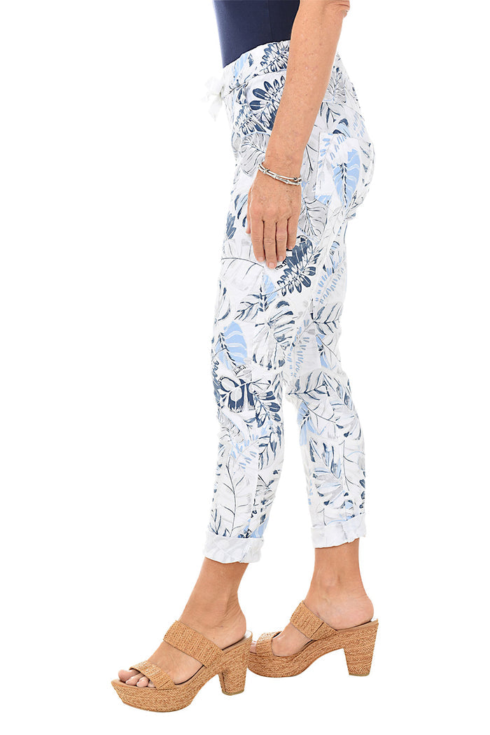 Look Mode Tropical Leaf Jegging-Blue