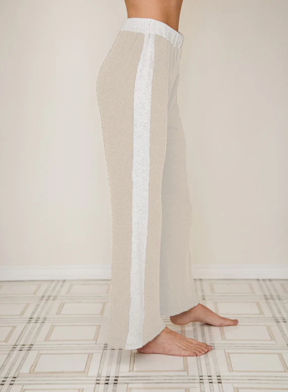 Red Haute Wide Leg Hacci Stripe Pant