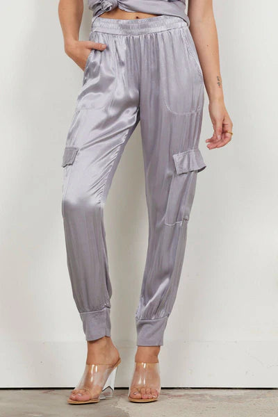 LAmade Satin Cargo Jogger - Chrome