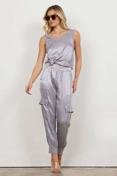 LAmade Satin Cargo Jogger - Chrome