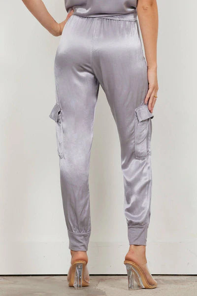 LAmade Satin Cargo Jogger - Chrome