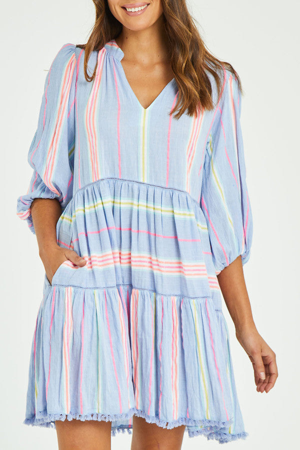 Rubyyaya Neon Dress-Blue Multi