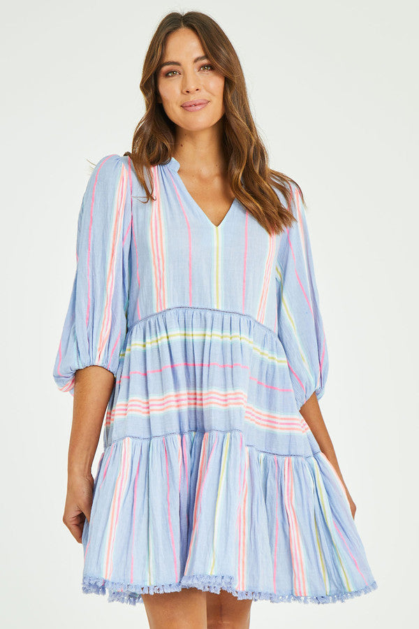 Rubyyaya Neon Dress-Blue Multi