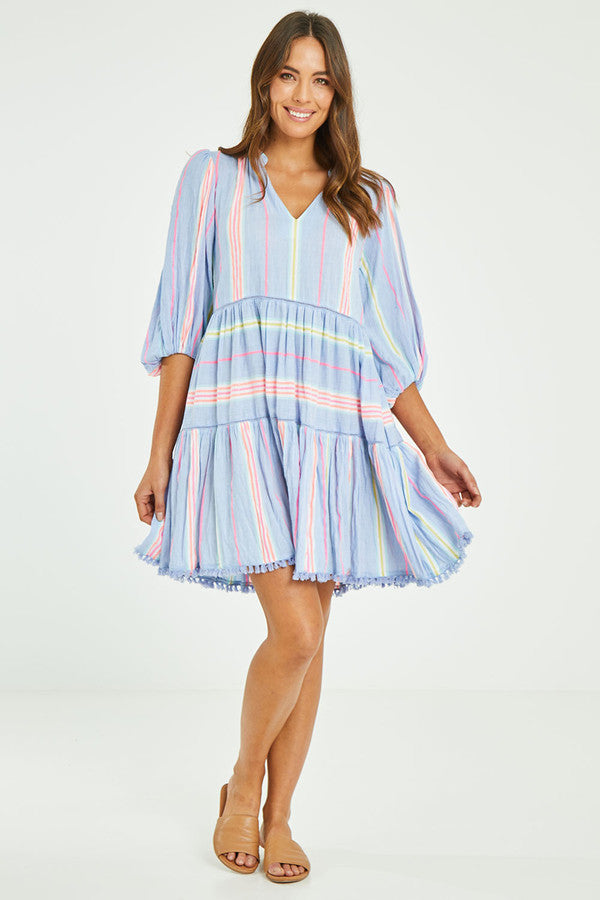 Rubyyaya Neon Dress-Blue Multi