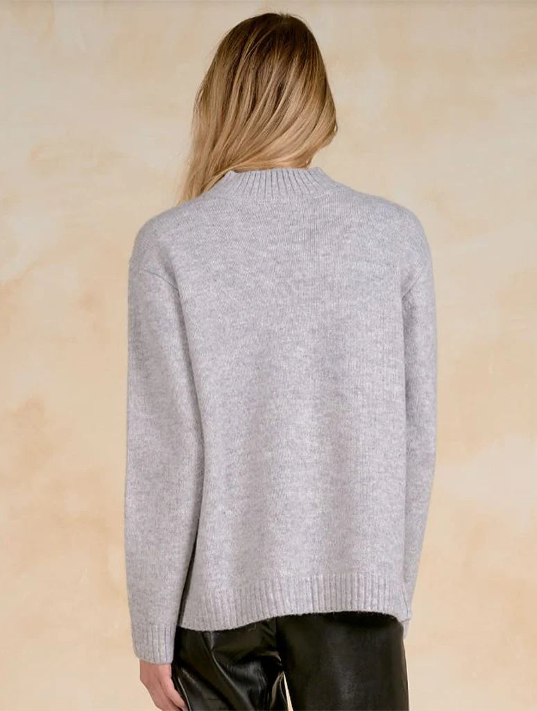 Elan Color Block Mock Neck Sweater