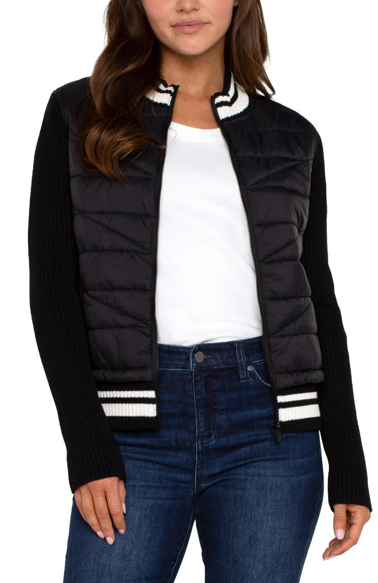 Liverpool Quilted Ringer Jacket - Black