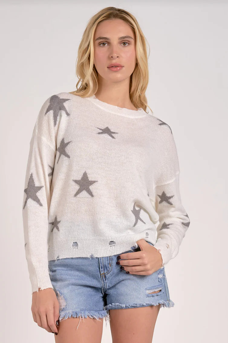 Elan Star Sweater White/Grey