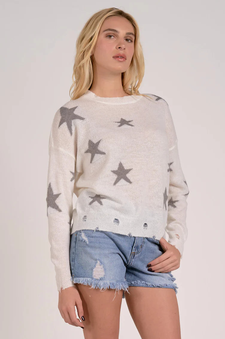 Elan Star Sweater White/Grey