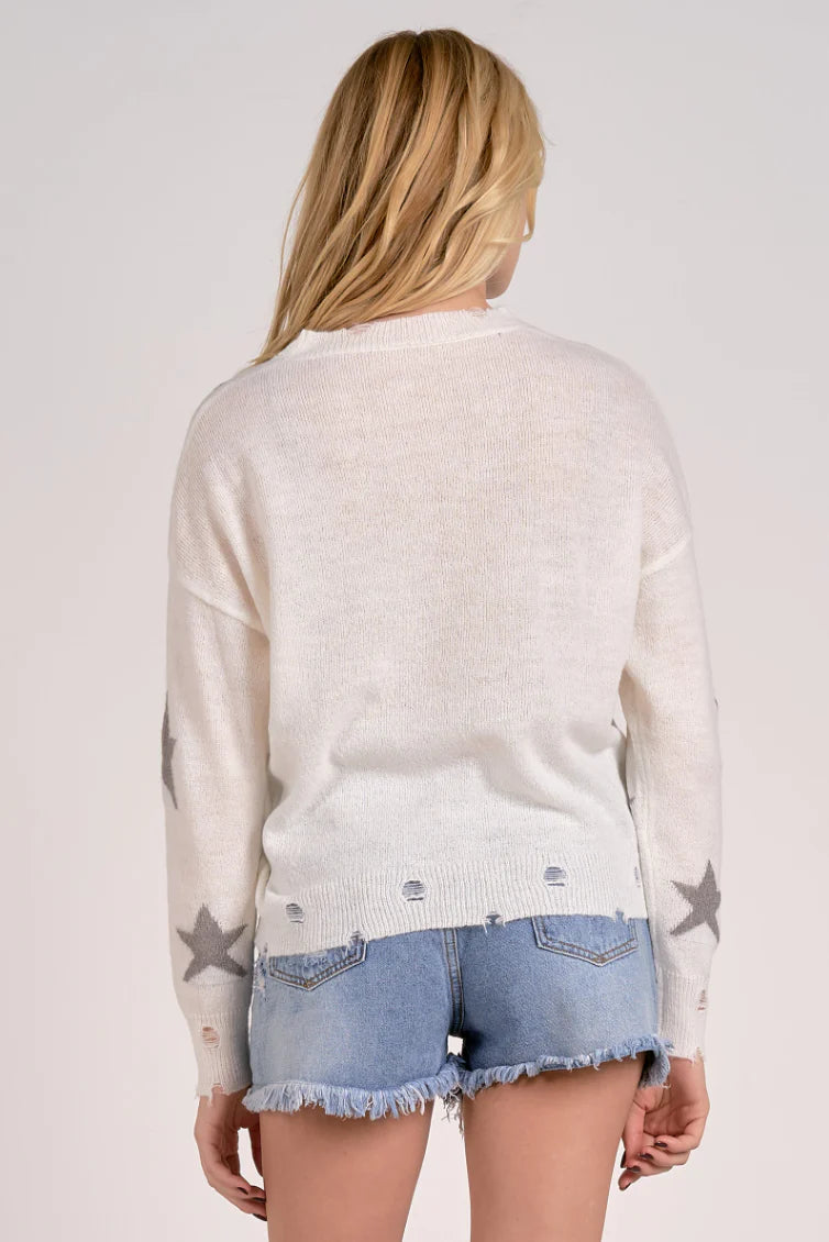 Elan Star Sweater White/Grey