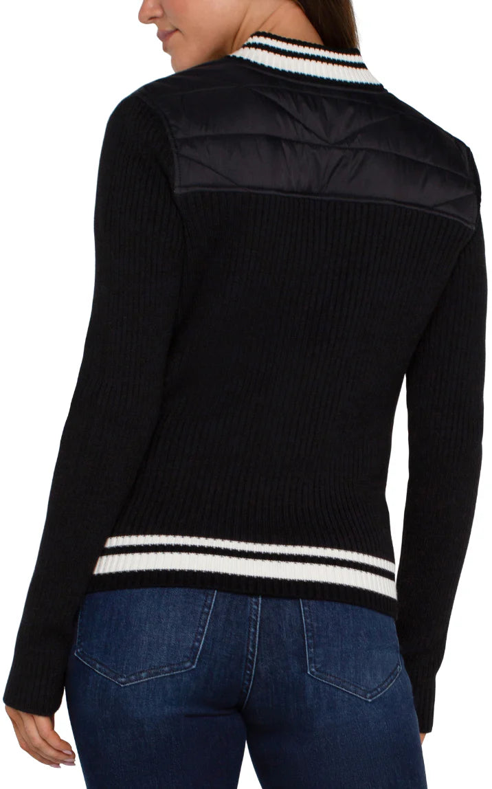 Liverpool Quilted Ringer Jacket - Black